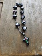 Zwarte emaille rozenkransarmband met cloisonné kralen., Sieraden, Tassen en Uiterlijk, Armbanden, Overige materialen, Zwart, Ophalen of Verzenden