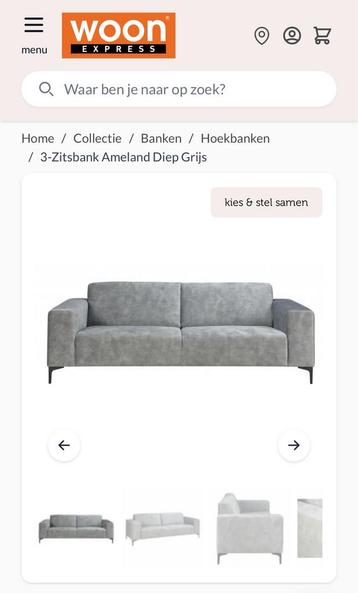 Zeer nette 2 en 3 zits bank (Woonexpress) beschikbaar voor biedingen