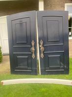 Tuindeuren of garage deuren met kozijn, 215 cm of meer, Ophalen of Verzenden, 120 cm of meer, Zo goed als nieuw