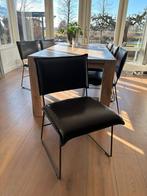 6 Jess Design Leren Eetkamerstoelen - Topconditie!, Huis en Inrichting, Stoelen, Ophalen, Zwart, Leer, Zo goed als nieuw