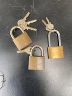 Set van 3 gebruikte hangsloten, Ophalen of Verzenden, Gebruikt, Koper of Messing, Slot