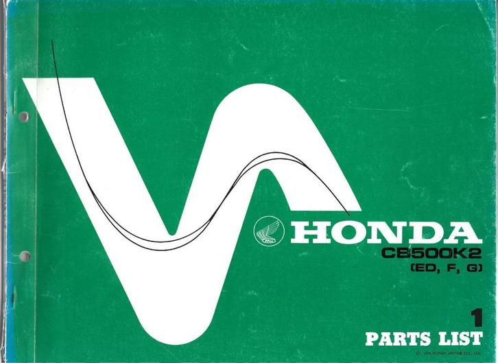 Honda CB500 K2 ED F G parts list (3354z), Motoren, Handleidingen en Instructieboekjes, Honda, Ophalen of Verzenden