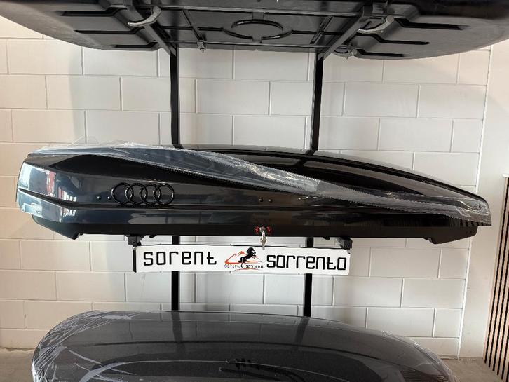 Audi Dakkoffer nieuw,zwart metallic 500 liter Italiaans merk, Auto diversen, Dakkoffers, Nieuw, Ophalen
