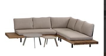 Lissabon Houten hoek loungeset, teak look, Dikke kussens!  beschikbaar voor biedingen
