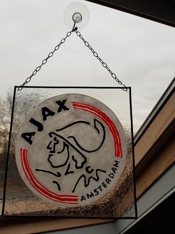 Plexi glas in lood raamhanger Ajax,Heerenveen,Barcelona,VVV beschikbaar voor biedingen