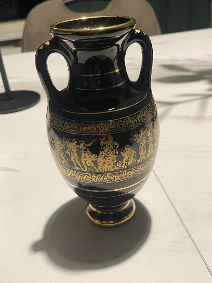 Vaasje handmade Greece 24k gold, Antiek en Kunst, Antiek | Keramiek en Aardewerk, Ophalen of Verzenden