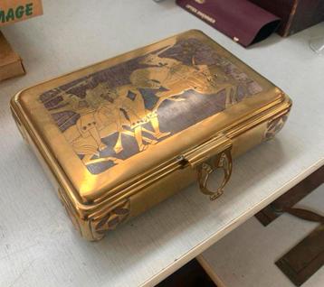 Antieke vintage speelkaarten doos kistje prachtig ingelegd. beschikbaar voor biedingen