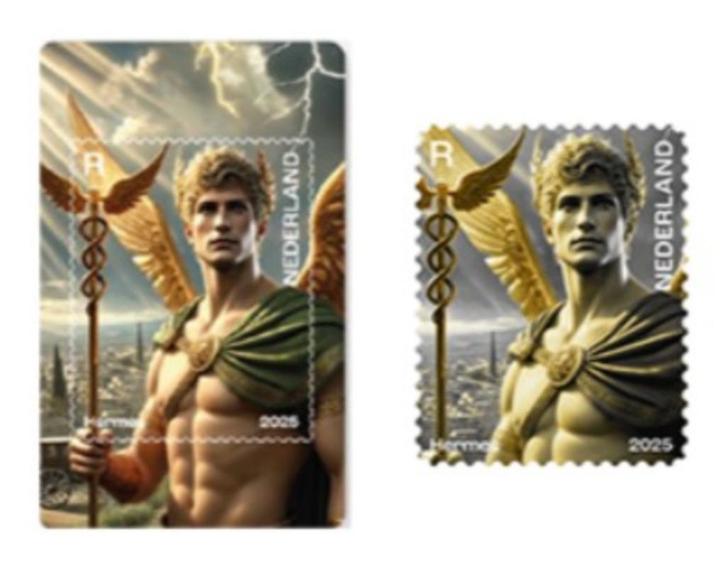 Cryptostamp GEEL Hermes NL 2025  (oplage 1005 stuks), Postzegels en Munten, Postzegels | Nederland, Postfris, Na 1940, Verzenden