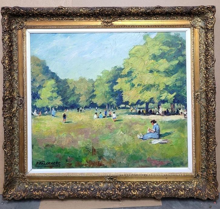 Piet Volckaert, kinderen spelen in het park, Antiek en Kunst, Kunst | Schilderijen | Klassiek, Ophalen
