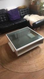 Mooie retro jaren 70 salontafel wit met groen glas., Ophalen, 100 tot 150 cm, 50 tot 100 cm, Minder dan 50 cm