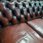 Ruime Chesterfield bank rood bruin + GRATIS BEZORGING, Chesterfield, Rechte bank, Gebruikt, Leer