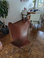 Vintage vlinderstoel - bruin leer, Huis en Inrichting, Stoelen, Gebruikt, Bruin, Vintage, Ophalen of Verzenden