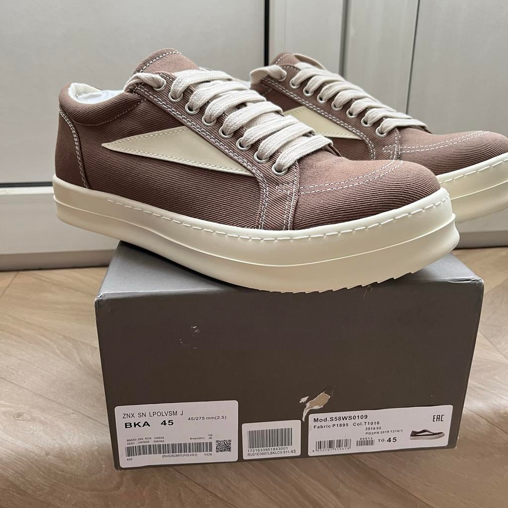 Rick Owens DRKSHDW Vintage Sneaks Low Brown / Milk – EU 45, Kleding | Heren, Schoenen, Bruin, Verzenden, Nieuw, Sneakers of Gympen