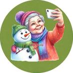 L249 icing frosting selfi oma sneeuwman 20cm eetbare print, Ophalen of Verzenden, Nieuw, Taarten, Versiering