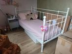 Stalen bed spijlen creme wit eenpersoons, Huis en Inrichting, Slaapkamer | Bedden, Ophalen, Gebruikt, 90 cm, Eenpersoons