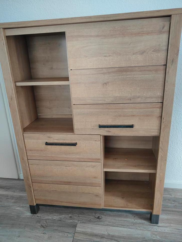 Houten kast met lades en planken, Huis en Inrichting, Kasten | Boekenkasten, Zo goed als nieuw, 100 tot 150 cm, 150 tot 200 cm