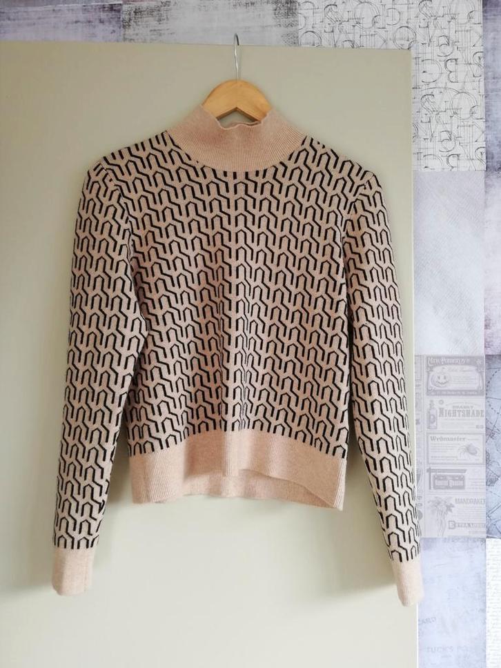 Mooie trui Vero Moda met kol beige/zwart maat S/36 slim fit, Kleding | Dames, Truien en Vesten, Zo goed als nieuw, Maat 36 (S)