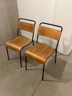 2x retro LOODS 5 schoolstoelen, Ophalen, Twee, Bruin, Zo goed als nieuw