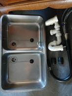 Dubbele RVS Spoelbak + Gratis Kraan!, Huis en Inrichting, Keuken | Keukenelementen, Ophalen, Gebruikt, 50 tot 100 cm, Minder dan 100 cm