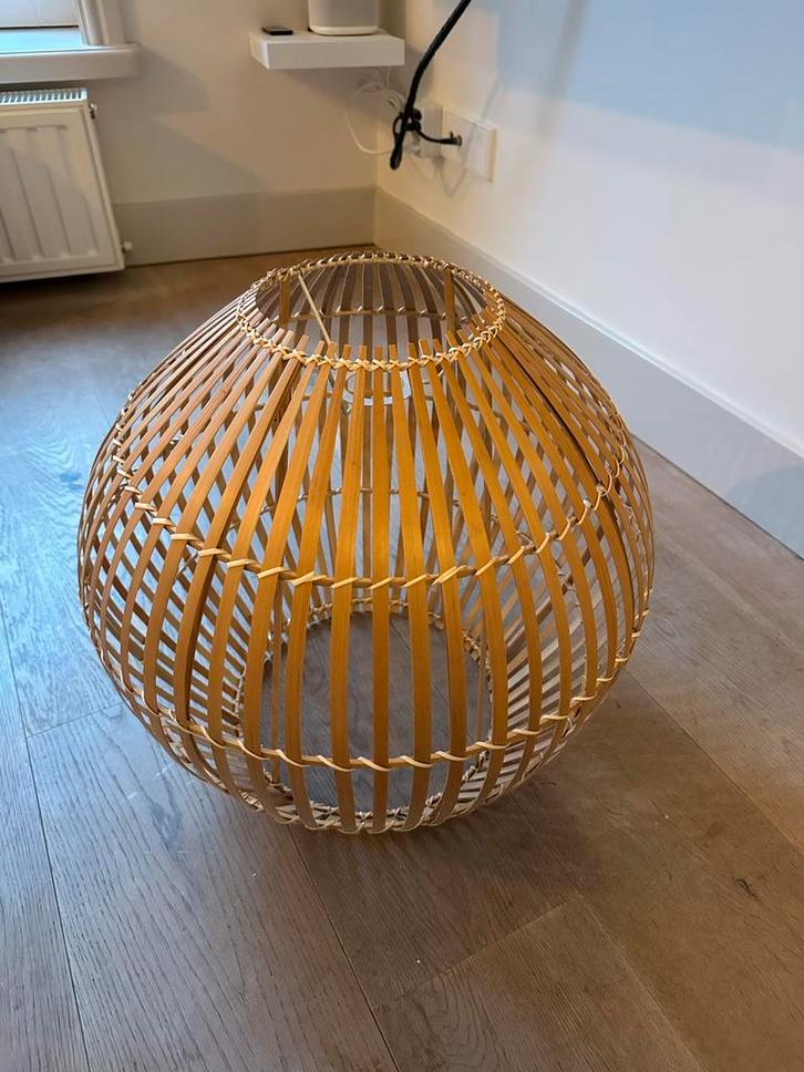 Mooie Bamboe Lampenkap, Huis en Inrichting, Lampen | Lampenkappen, Zo goed als nieuw, 25 tot 50 cm, Rond, Bruin, Ophalen of Verzenden