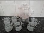 6 thee glazen en theepot, Huis en Inrichting, Keuken | Servies, Overige typen, Ophalen of Verzenden, Overige stijlen, Glas