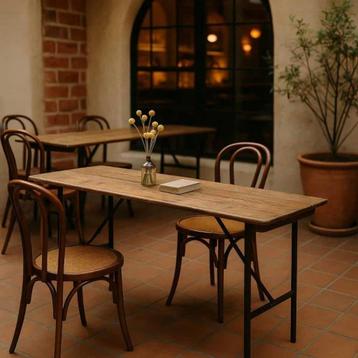 150x Vintage houten klaptafels naturel 200x50cm  580 beschikbaar voor biedingen