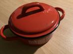 Vintage rood emaille kook pan, 12 cm, Antiek en Kunst, Antiek | Emaille, Ophalen of Verzenden