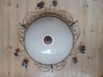 Vintage Plafonnière, grootmoederstijd, smeedijzer en glas, Antiek en Kunst, Ophalen