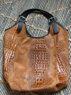Bruine Handtas met Croco Print, Sieraden, Tassen en Uiterlijk, Tassen | Damestassen, Ophalen of Verzenden, Gebruikt, Bruin, Handtas