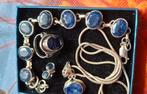 Complete sieradenset zilver met saffieren, Blauw, Ophalen of Verzenden, Zo goed als nieuw, 17 tot 18