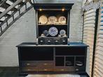 landelijke vintage kast blauw apothekerskast toonbank buffet, Ophalen of Verzenden