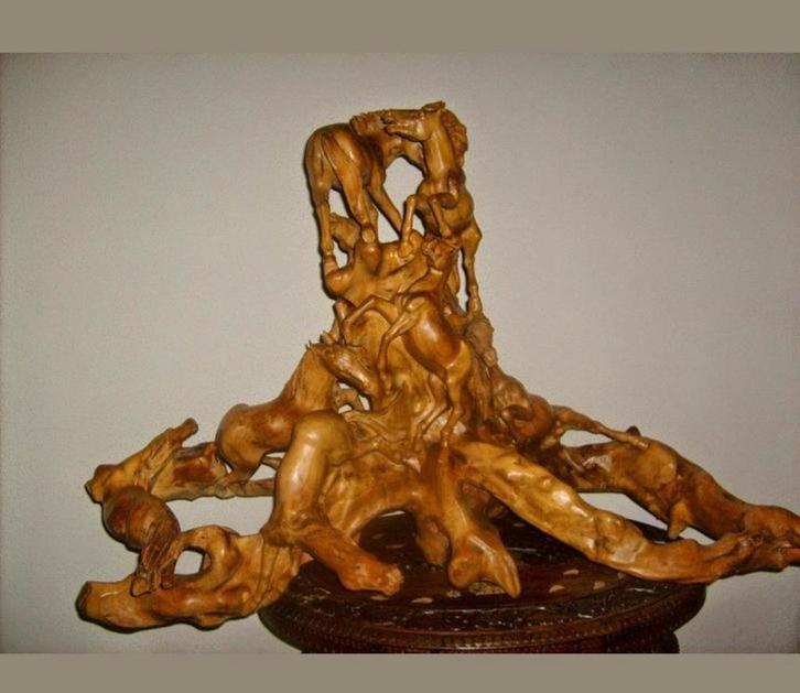 Paarden Wortelblok Kunst, Antiek en Kunst, Kunst | Beelden en Houtsnijwerken, Ophalen