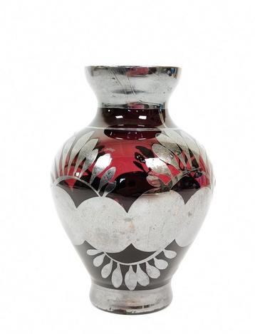 Antiek Venetiaans glas. Vaasje met zilveren overlay. Apart beschikbaar voor biedingen