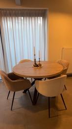 Eetafel en stoelen, Huis en Inrichting, Tafels | Eettafels, Ophalen, Overige materialen, Rond, Zo goed als nieuw