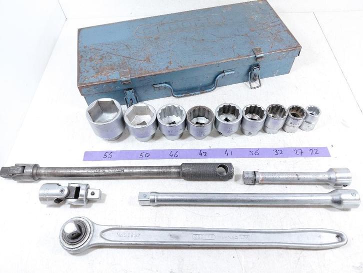 Gedore 3/4" doppendoos, ratelset., Doe-het-zelf en Verbouw, Gereedschap | Handgereedschap, Gebruikt, Ophalen of Verzenden