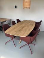 Deens ovale eiken tafel met 6 x de mobitec  lotus stoelen, Ophalen of Verzenden
