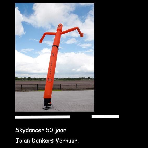 Te huur Skydancer 50 jaar oranje Abraham of Sarah, Hobby en Vrije tijd, Feestartikelen | Verhuur, Zo goed als nieuw, Abraham of Sarah