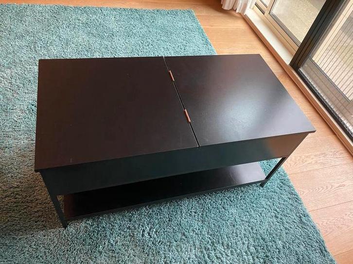 Zwarte Opbergtafel, Huis en Inrichting, Tafels | Salontafels, Zo goed als nieuw, 50 tot 75 cm, 50 tot 100 cm, 100 tot 150 cm, Rechthoekig