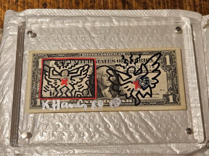 Keith Haring 1 Dollar Biljet (1958-1990), Antiek en Kunst, Kunst | Tekeningen en Foto's, Ophalen of Verzenden