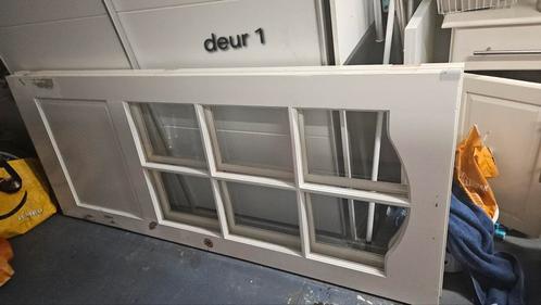 2 hardhouten binnendeuren met glas  linksdraaiend, Doe-het-zelf en Verbouw, Deuren en Horren, Gebruikt, Binnendeur, 200 tot 215 cm