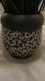 Bloempot zwart/ creme igs, Rond, Ophalen of Verzenden, Aardewerk, Minder dan 40 cm