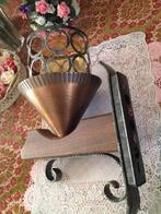 Grote wandlamp vintage / wand lamp hout met koper en metaal, Ophalen of Verzenden, Glas, Vintage
