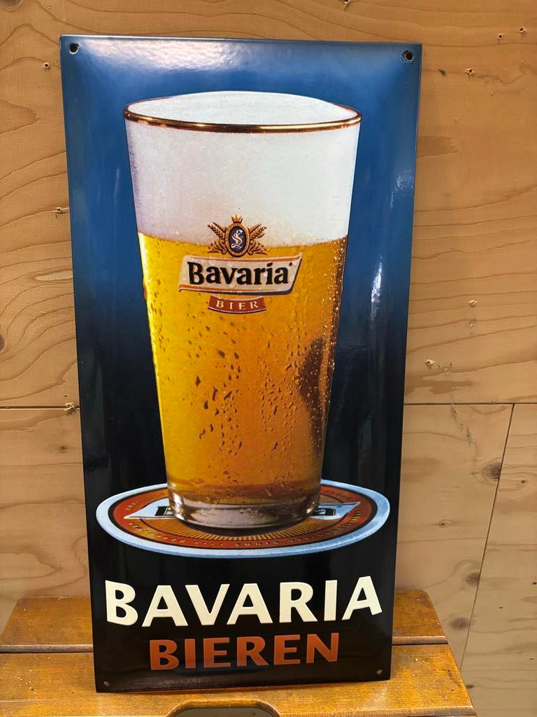 Bavaria Emaille Reclamebord, Verzamelen, Merken en Reclamevoorwerpen, Gebruikt, Reclamebord, Ophalen of Verzenden
