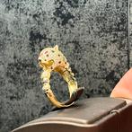 14 karaat gouden ring panter model, 20 of groter, Heer, Ophalen of Verzenden, Zo goed als nieuw