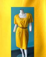 Vintage originele jaren 80 jurk geel maat 42, Gedragen, Maat 42/44 (L), Knielengte, Vintage