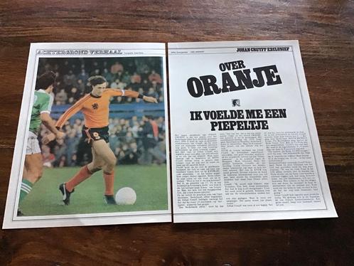 Voetbal artikel Cruijff over Oranje 1977 voelde me piepeltje, Verzamelen, Sportartikelen en Voetbal, Gebruikt, Boek of Tijdschrift