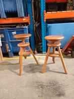 2 x Vintage kruk - schilderskruk - keramiekkruk verstelbaar, Ophalen, Gebruikt, Bruin, .