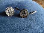 Zilverkleurig ronde manchetknopen, Sieraden, Tassen en Uiterlijk, Manchetknopen, Ophalen, Zo goed als nieuw, Overige materialen