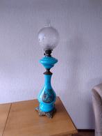 Antieke blauwe olielamp met afbeelding, Antiek en Kunst, Ophalen