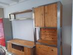 Wand - tv-meubel  RVS en hout, Huis en Inrichting, Kasten | Wandmeubels, Ophalen, Gebruikt, 25 tot 50 cm, Minder dan 100 cm